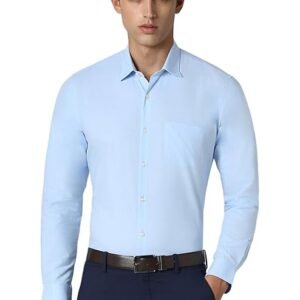 Men's Premium Solid Herringbone Regular Fit Full Sleeve Formal Shirt | Wonder Fabric | Cotton Rich